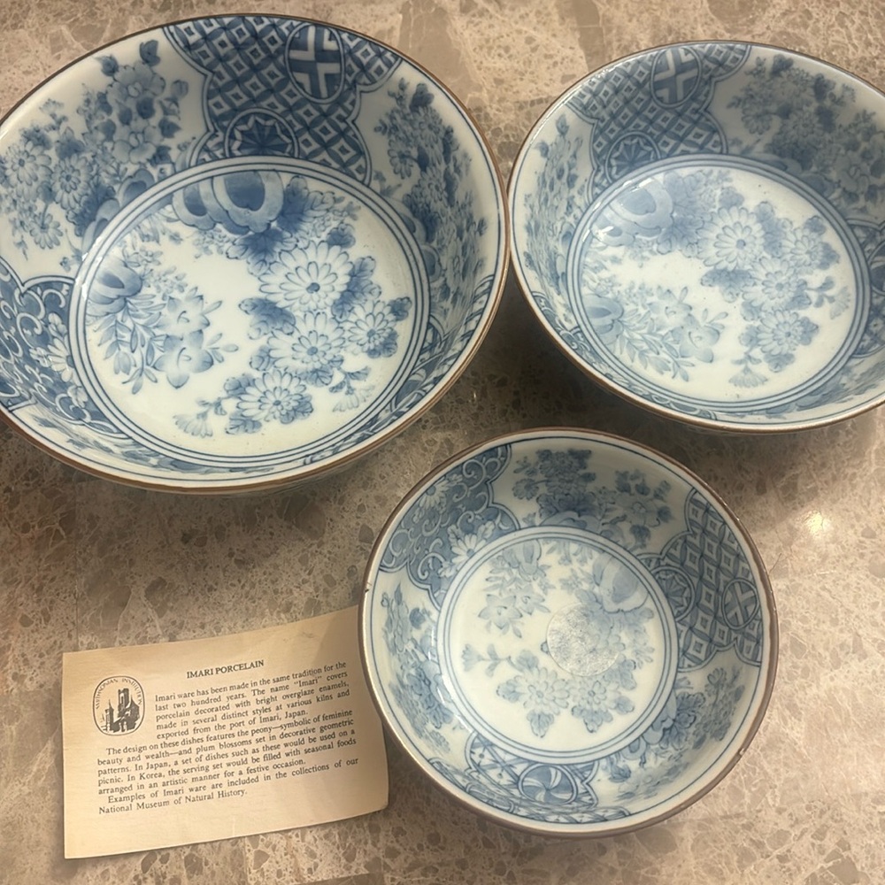 3 piece Vintage Imari Porcelain Bowls!